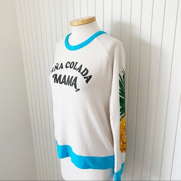 NWT Chaser Pina Colada Mama Pineapple Cream Beach Sweater Sweatshirt Size Medium - Picture 8 of 16